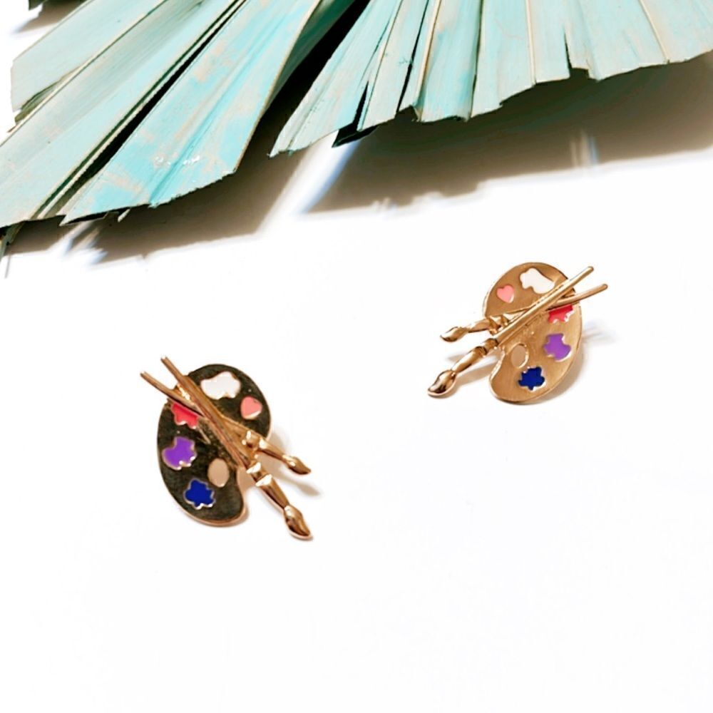 Anthropologie Gold Artist Palette Earrings